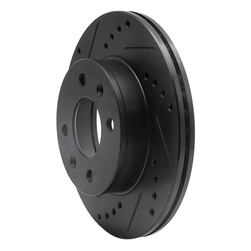 Dodge Verna Brake Rotor (1) - Front Left - R1 Concepts - Drilled & Slotted - Black - `03-`06